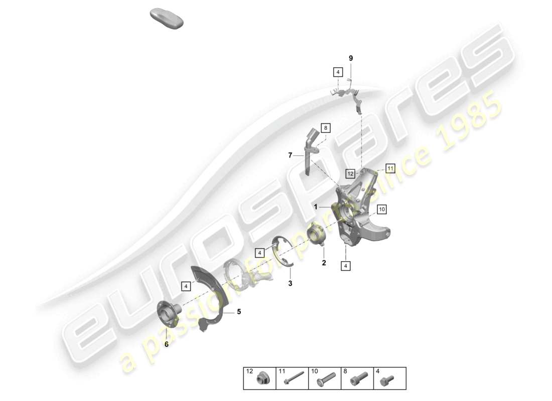 porsche 2021 (718 cayman gt4) portaruedas cubo de rueda diagrama de piezas