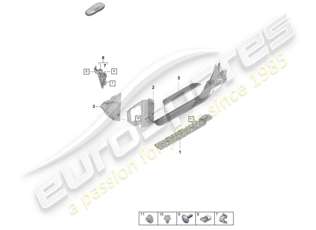 porsche 2021 (taycan 9j1-1) diagrama de piezas de la cubierta delantera de la moldura del umbral