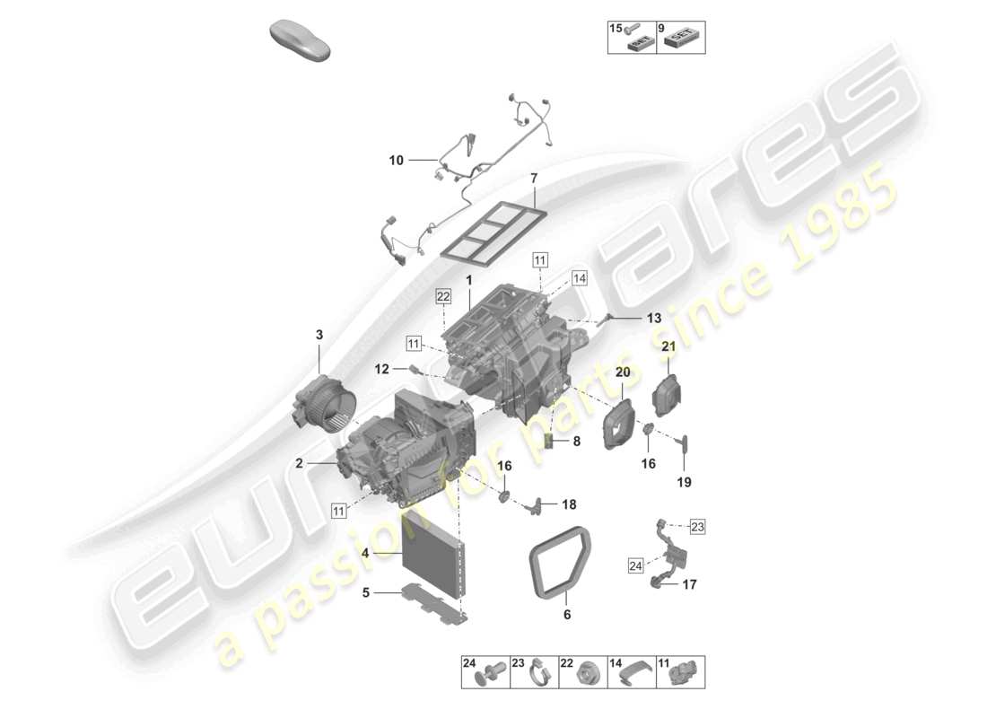 porsche 2022 (992-1 gt3/rs/st) aire acondicionado diagrama de piezas