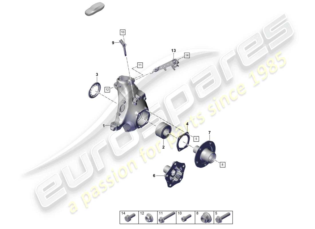 porsche 2025 (992-2 turbo / s) diagrama de piezas del cubo de la rueda del soporte de la rueda
