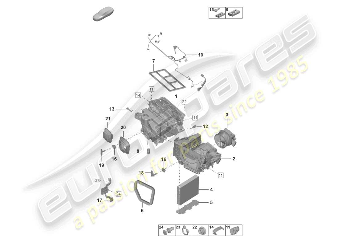 porsche 2021 (992-1 gt3/rs/st) diagrama de piezas de aire acondicionado