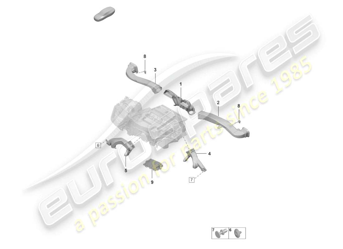 porsche 2021 (992-1 gt3/rs/st) diagrama de piezas de la guía del aire interior del aire acondicionado
