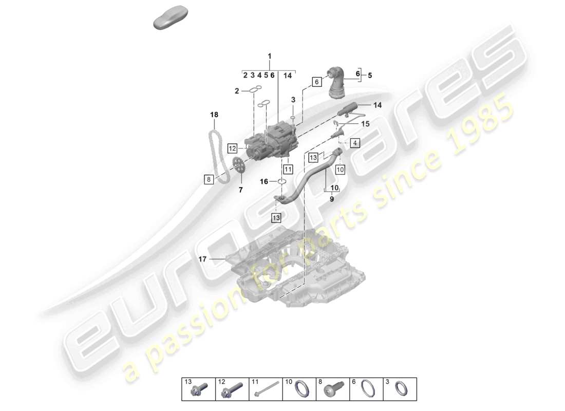 porsche 2021 (718 cayman gt4) bomba de aceite diagrama de piezas