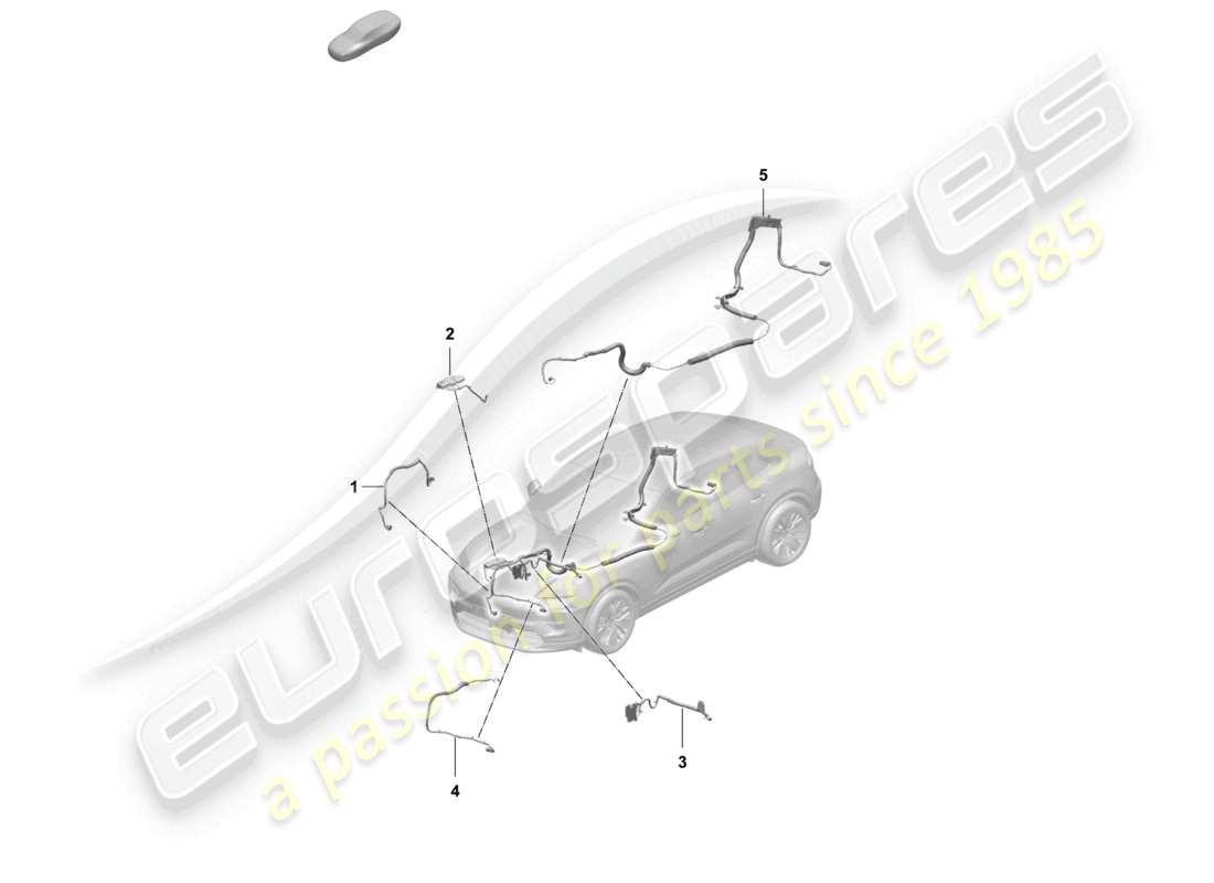 porsche 2025 (macan-e) sección parcial del arnés de cableado delantero diagrama de piezas