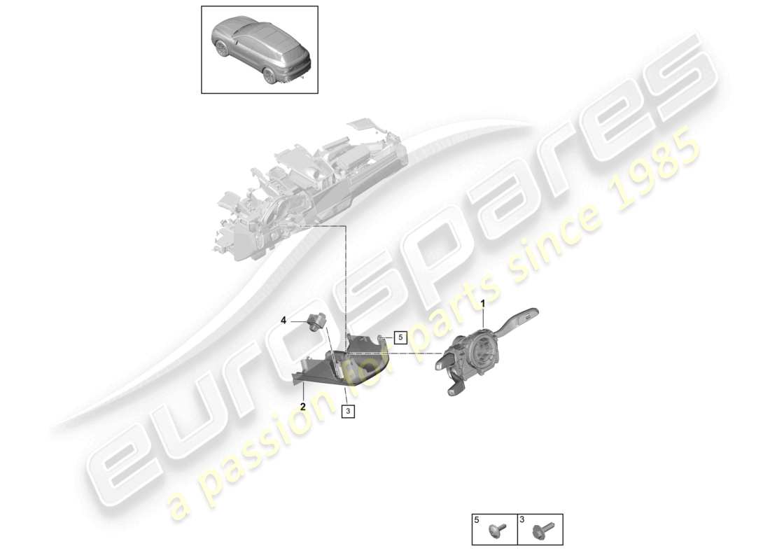 porsche 2022 (cayenne e3 9ya/9yb) interruptor de la columna de dirección diagrama de piezas