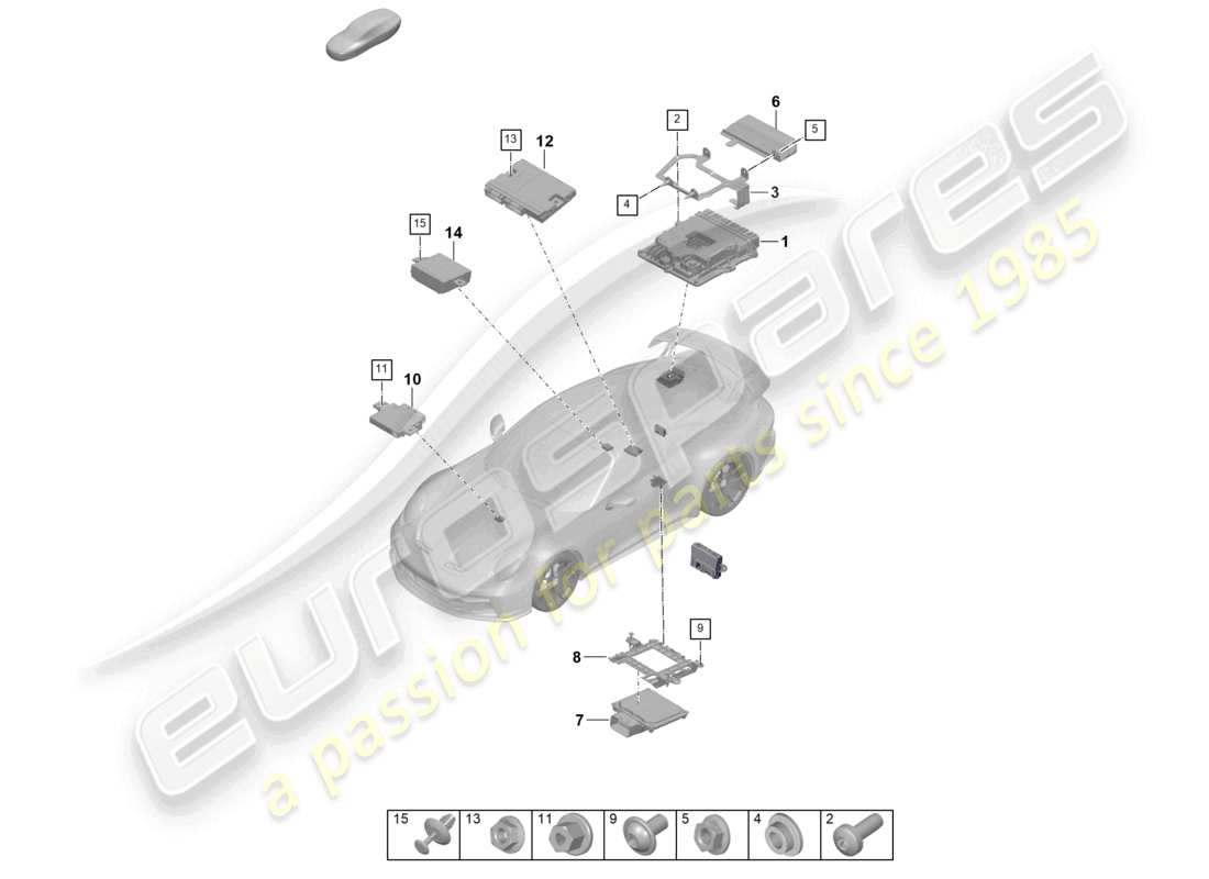 porsche 2026 (992-2 gt3) unidades de control diagrama de piezas