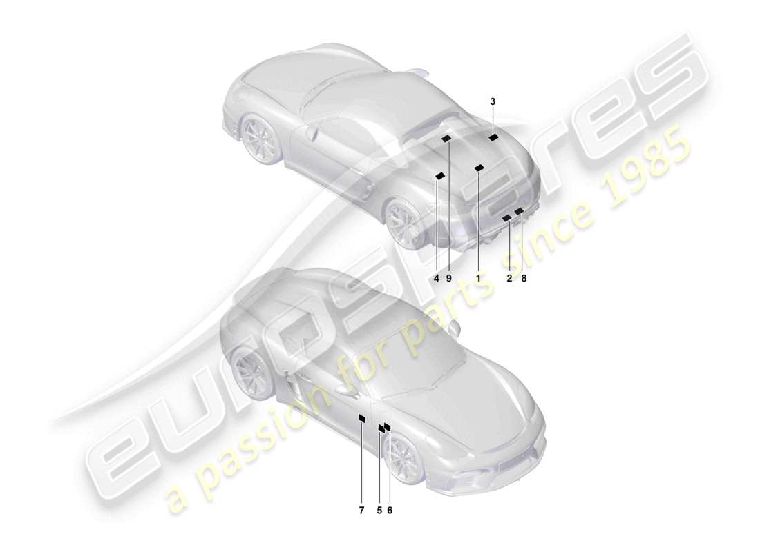 porsche 2023 (718 boxster spyder) señales/avisos diagrama de piezas