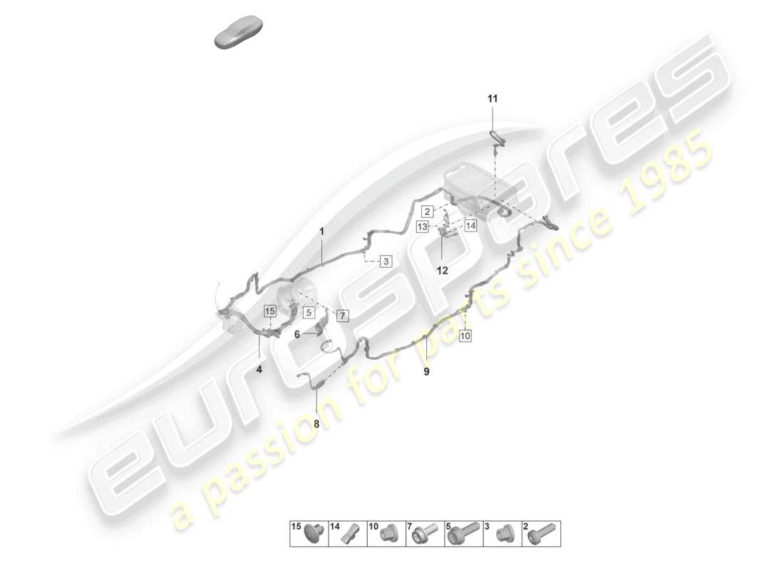 porsche 2022 (panamera 971-2) diagrama de piezas de los mazos de cables para vehículos con propulsión híbrida