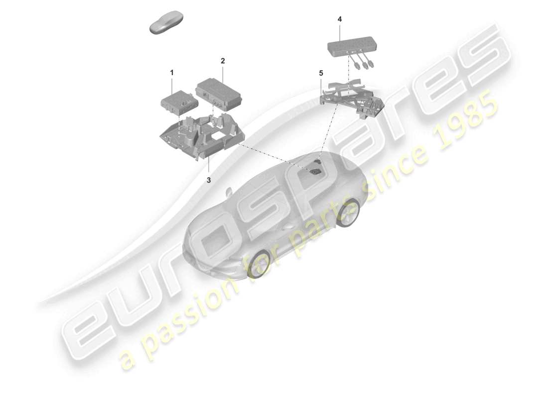 porsche 2021 (taycan 9j1-1) unidad de control para monitoreo en tiempo real (rtm) y diagrama de parte aérea