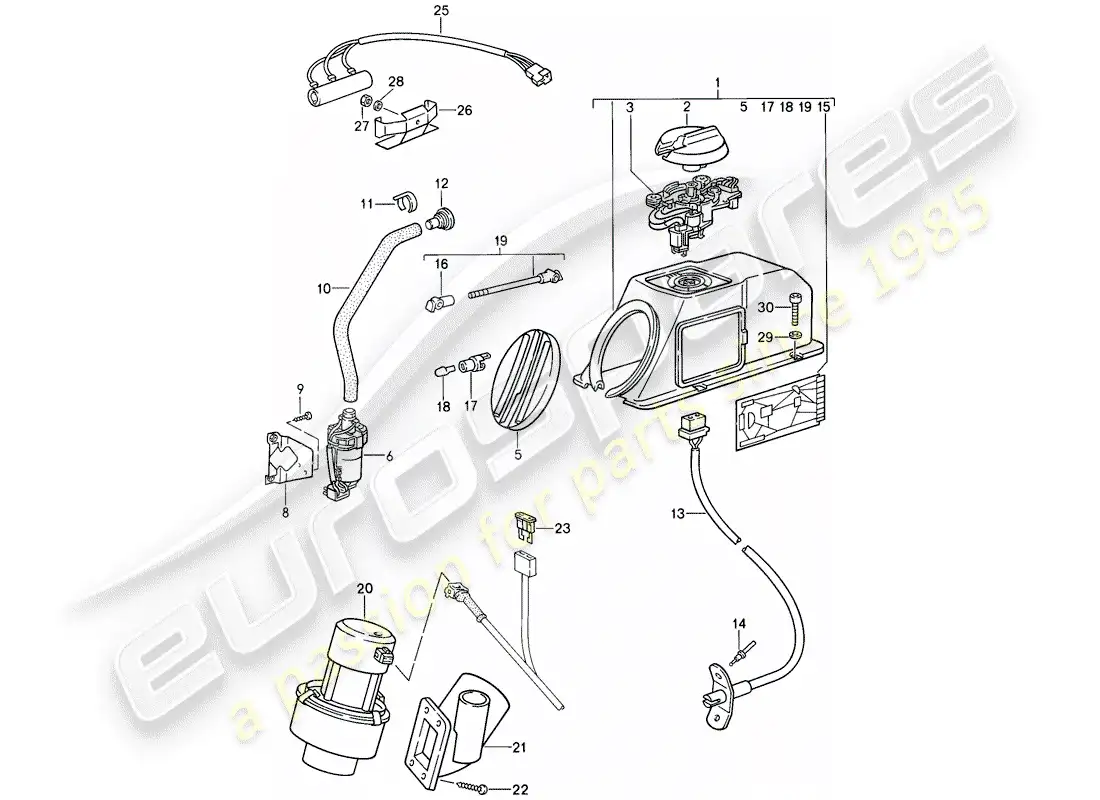porsche 1989 (911) calentador - ventilador adicional diagrama de piezas