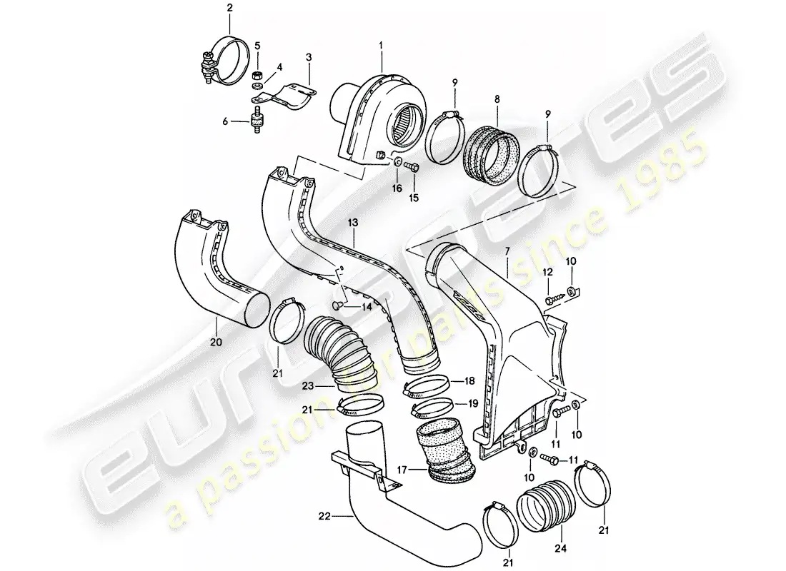 porsche 1987 (911) soplador adicional diagrama de piezas