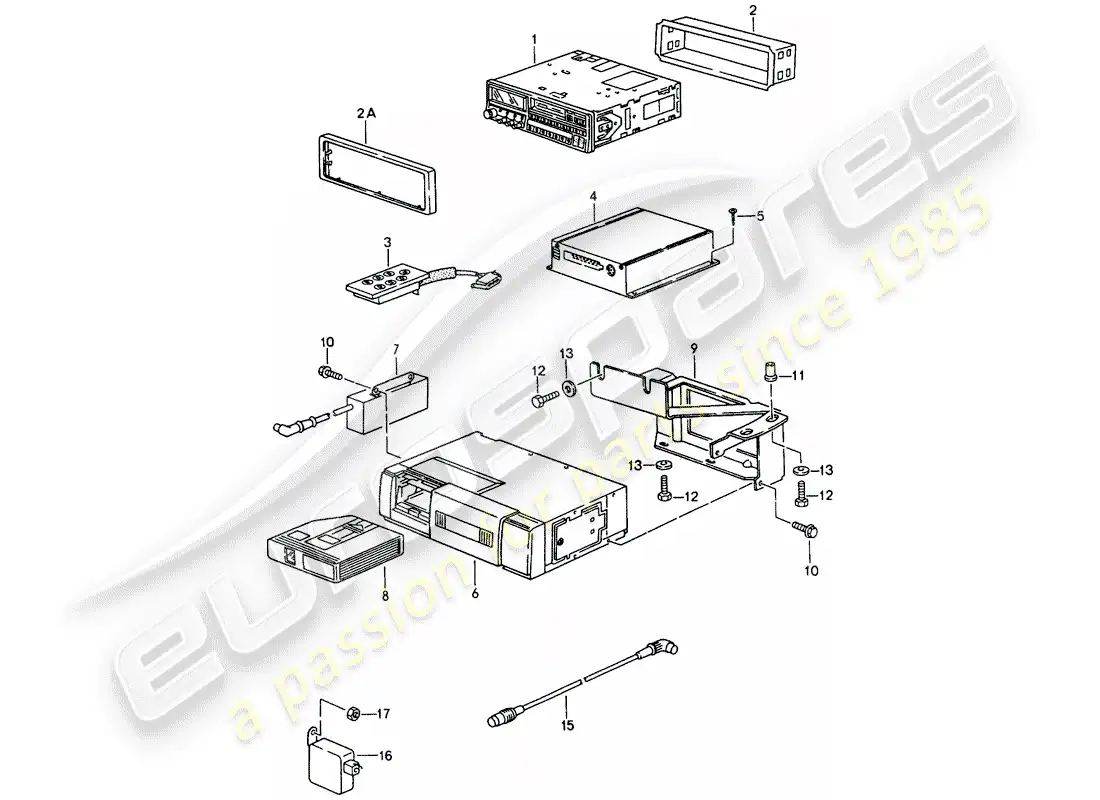 porsche 1994 (993) unidad de radio - amplificador - f >> 99-ts371 089 - d >> - mj 1995 diagrama de piezas