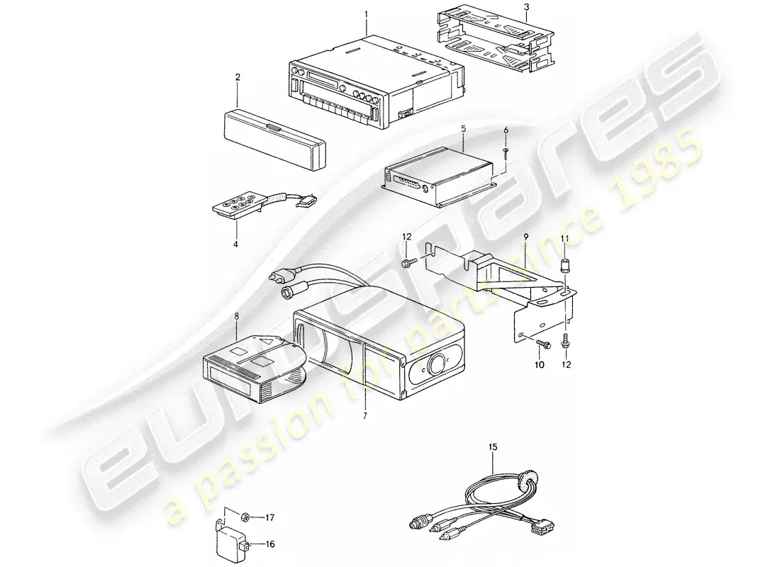 porsche 1994 (993) unidad de radio - amplificador - f 99-ts371 090>> - d - mj 1996>> diagrama de piezas