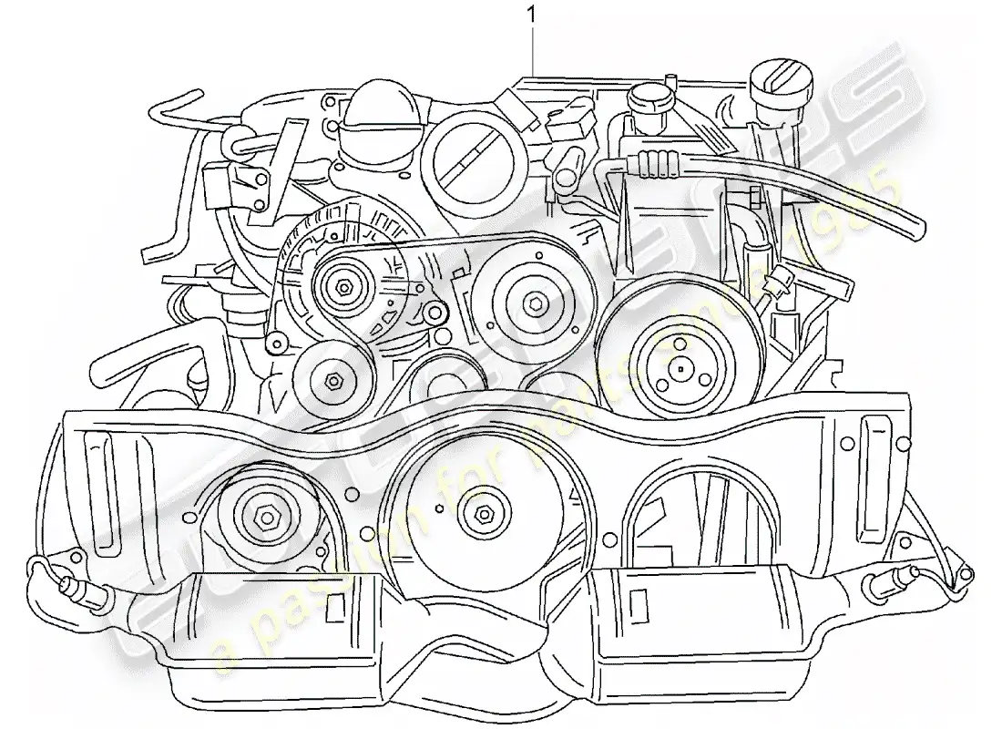 porsche 2004 (996 gt3) motor de reemplazo - listo para instalación diagrama de piezas