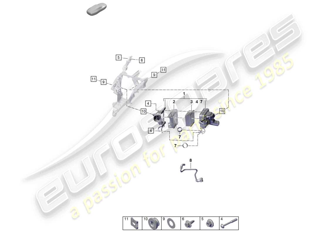 porsche 2025 (992-2 turbo / s) diagrama de piezas del filtro de aire