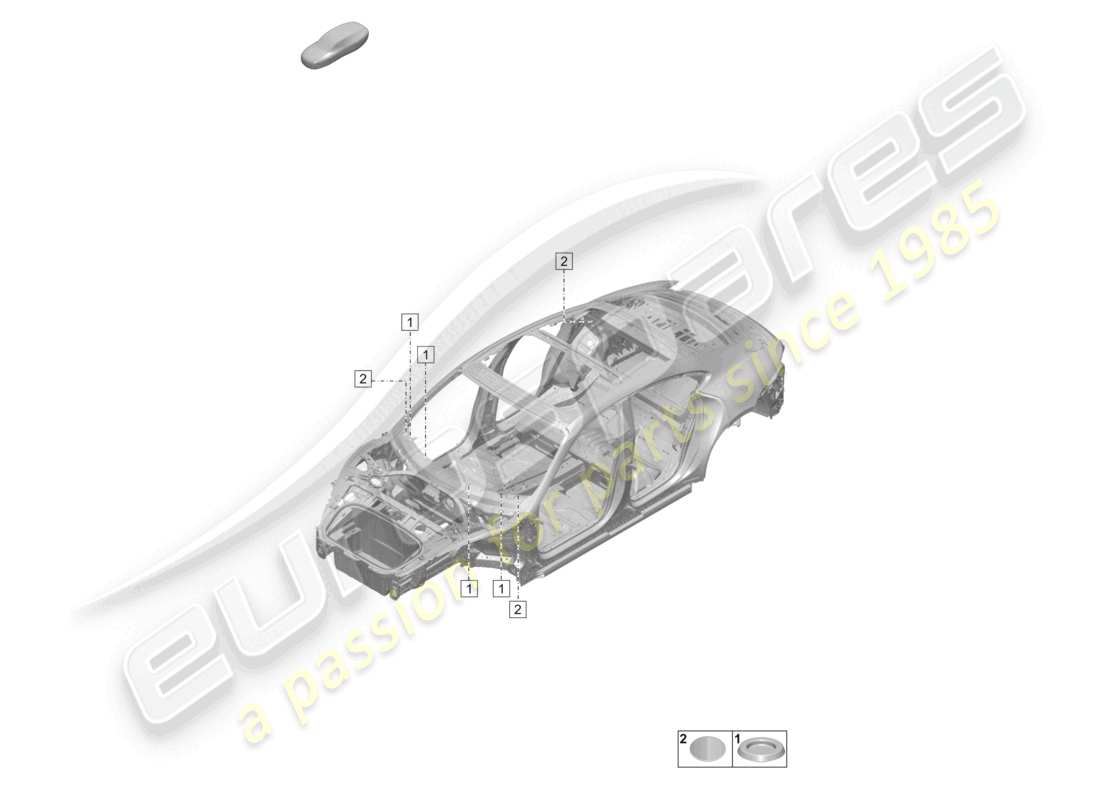porsche 2021 (taycan 9j1-1) diagrama de partes internas del cortafuegos