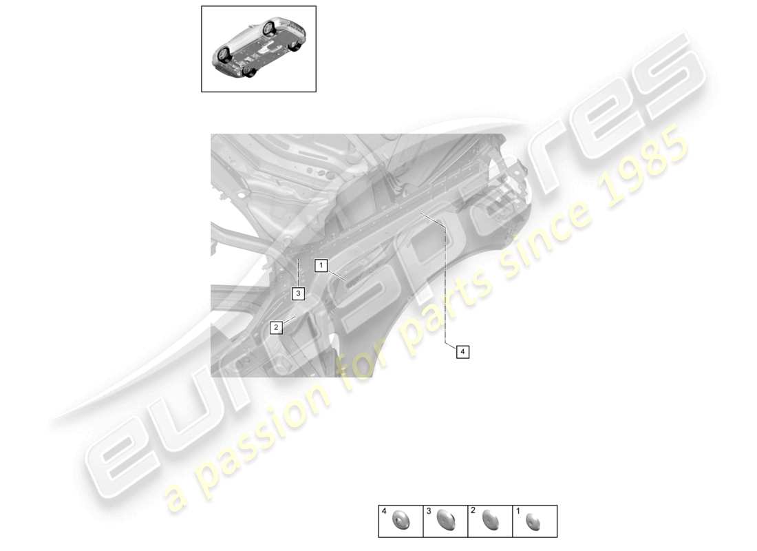 porsche 2021 (panamera 971-1) tapones interiores del extremo delantero diagrama de piezas