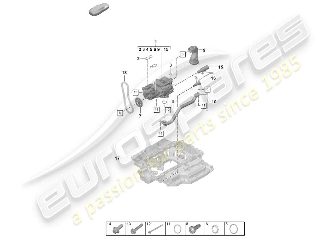 porsche 2025 (992-2) diagrama de piezas de la bomba de aceite