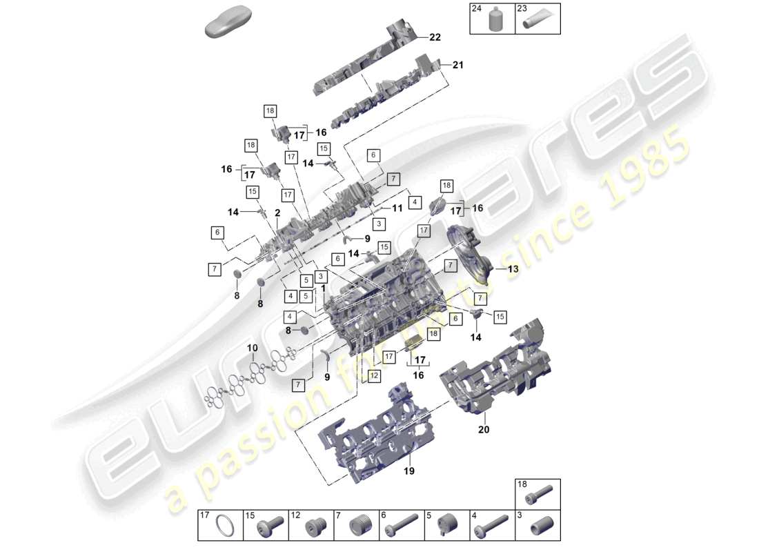 porsche 2023 (cayenne e3 pa) diagrama de piezas de accesorios del amortiguador de sonido de la tapa de la culata