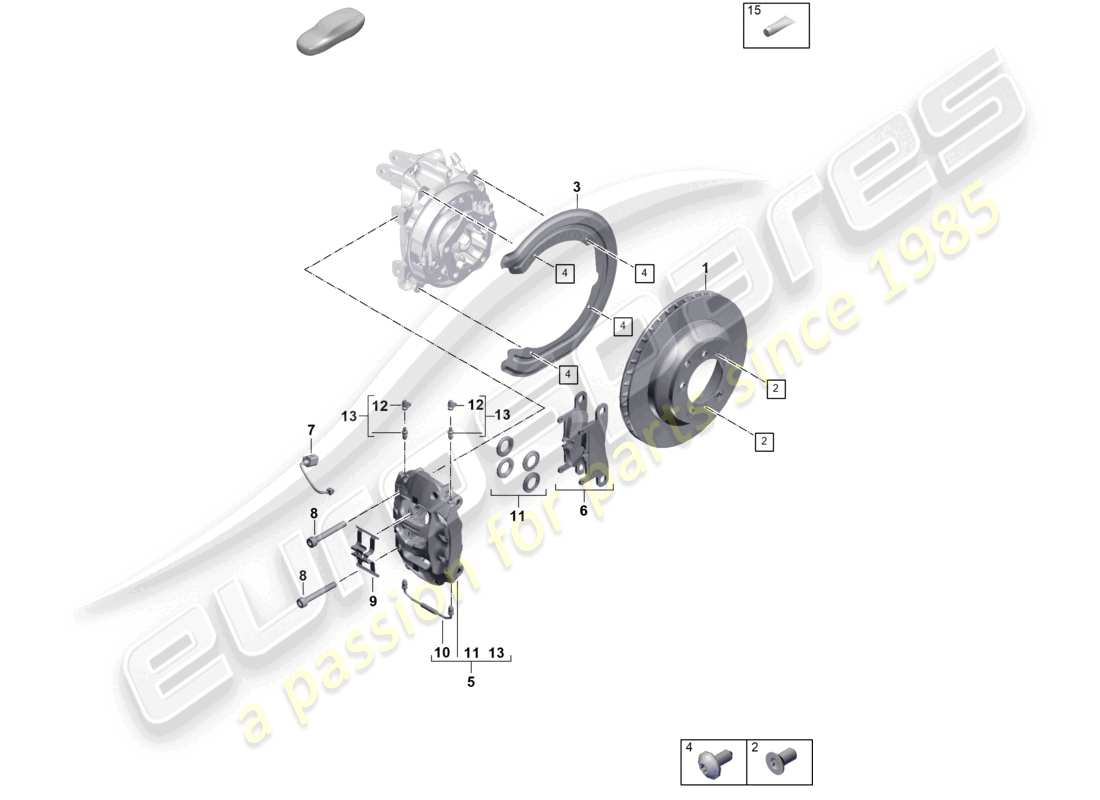 porsche 2023 (cayenne e3 pa) freno de disco 18 eje trasero diagrama de piezas