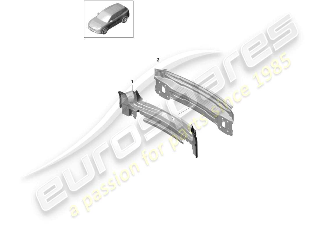 porsche 2022 (cayenne e3 9ya/9yb) diagrama de piezas del extremo trasero del panel transversal