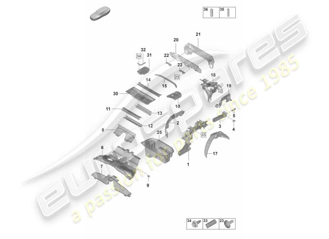 porsche 2022 (panamera 971-2) diagrama de piezas del miembro lateral del extremo trasero
