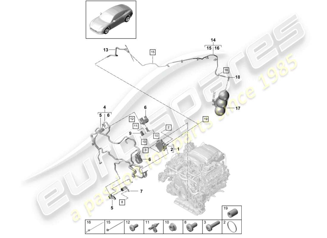 porsche 2021 (panamera 971-1) sistema de vacío bomba de vacío diagrama de piezas