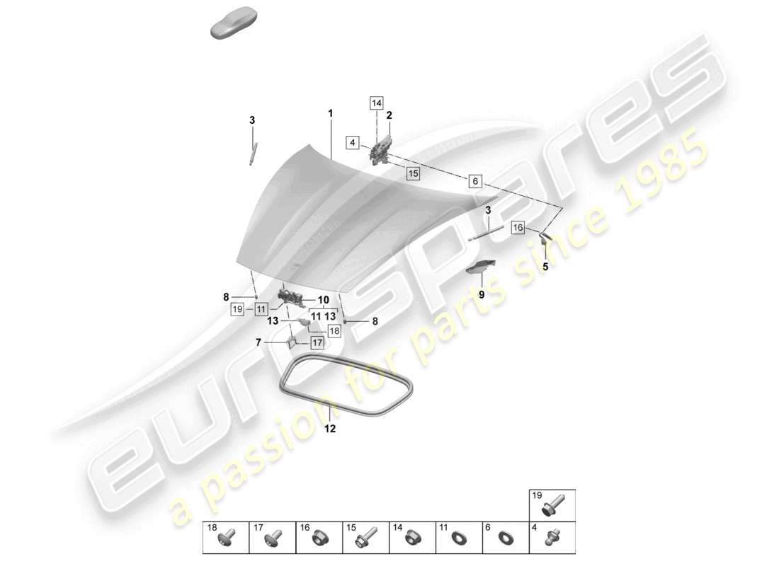 porsche 2026 (taycan 9j1-2) cubierta frontal diagrama de piezas