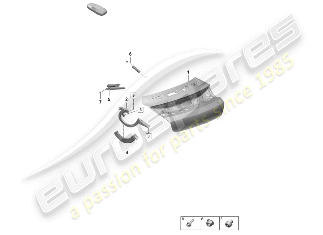 porsche 2026 (taycan 9j1-2) diagrama de piezas de la tapa trasera