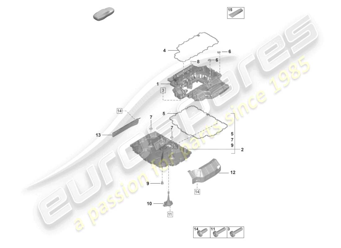 porsche 2025 (992-2 turbo / s) diagrama de piezas del cárter de aceite