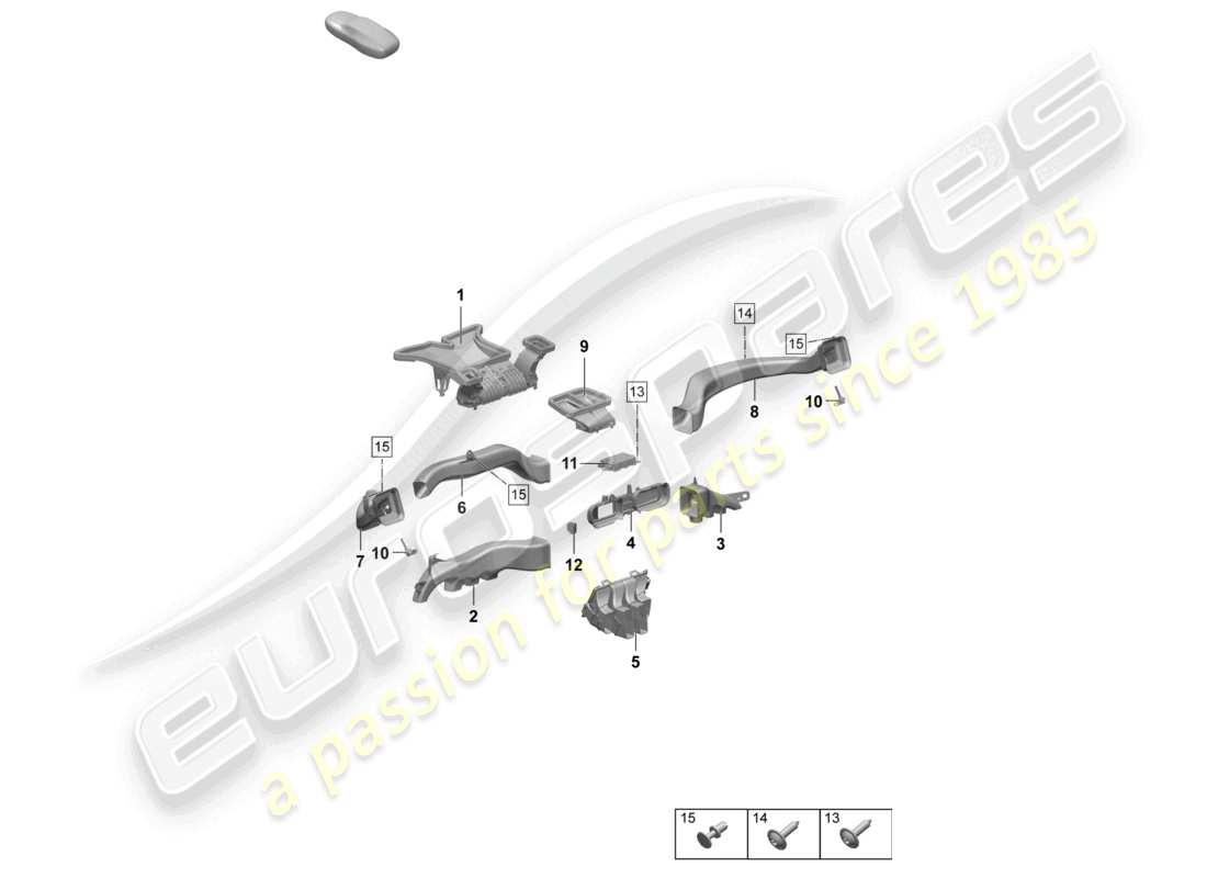 porsche 2025 (macan-e) tablero de instrumentos con guía de aire consola central diagrama de piezas