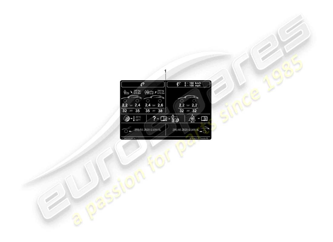 porsche 2025 (cayenne e3 pa) placa de datos para la presión de los neumáticos 20 para neumáticos de verano diagrama de piezas