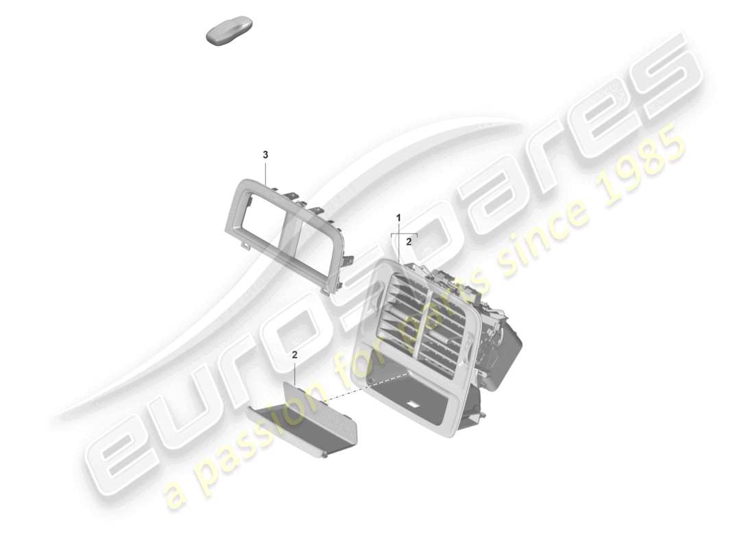 porsche 2021 (taycan 9j1-1) diagrama de piezas de la consola central trasera de ventilación