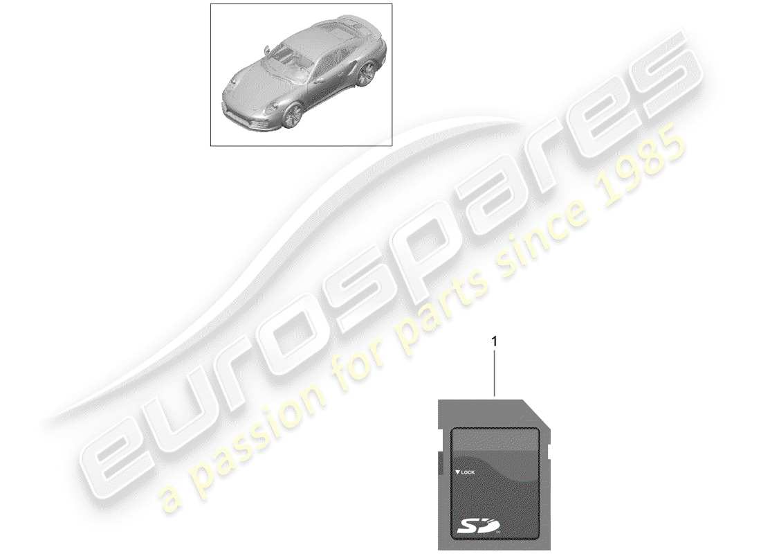 porsche 991 turbo (2018) diagrama de piezas de la tarjeta sd