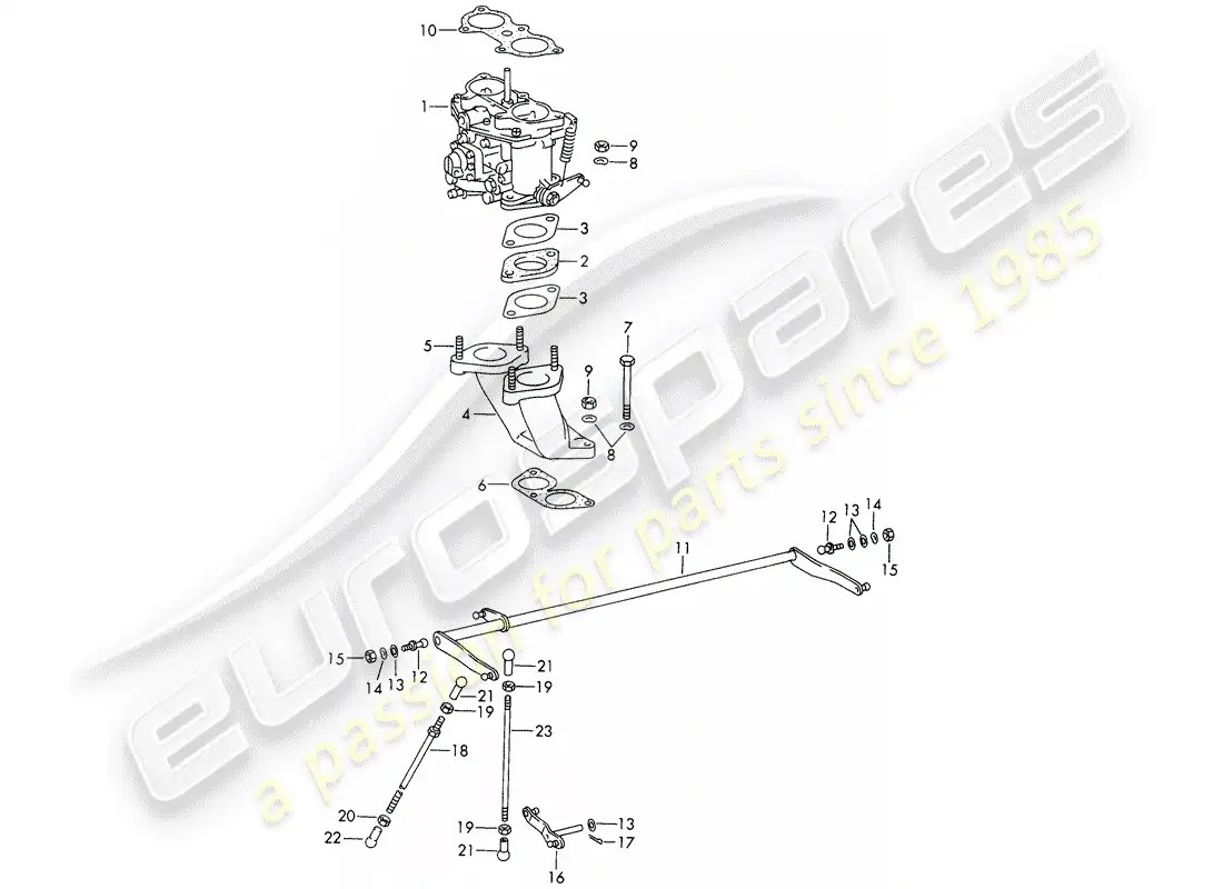 porsche 1969 (911/912) carburador - sistema - con: - solex-40 pii-4 diagrama de piezas