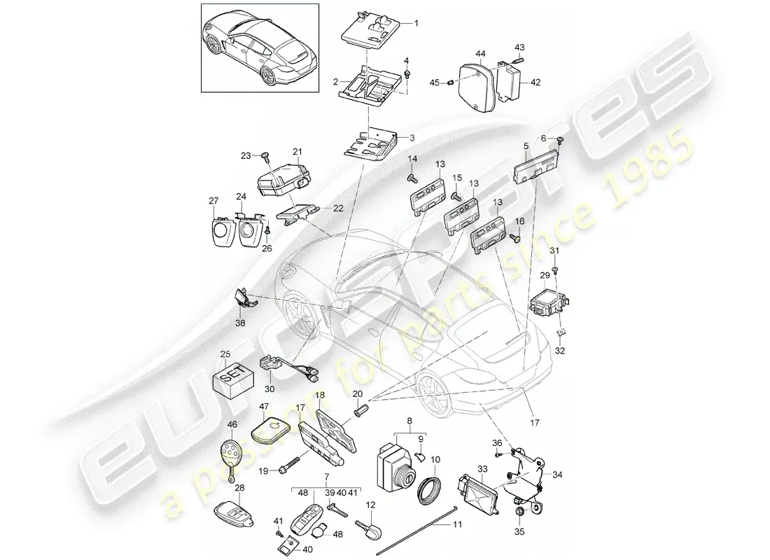 porsche 2012 (panamera 970) unidades de control diagrama de piezas