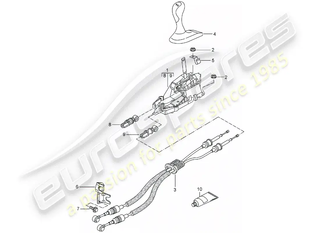 porsche 2004 (996) mecanismo de cambio - caja de cambios manual diagrama de piezas