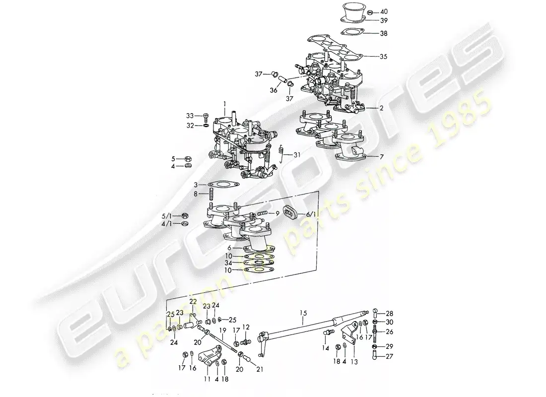 porsche 1968 (911/912) carburador - sistema - - weber - - m 090 7001 >> diagrama de piezas