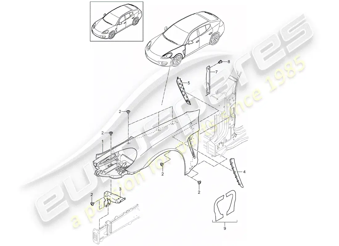 porsche 2012 (panamera 970) defensa diagrama de piezas