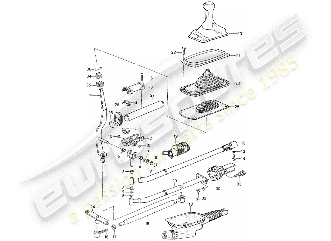 porsche 1995 (993) control de transmisión diagrama de piezas