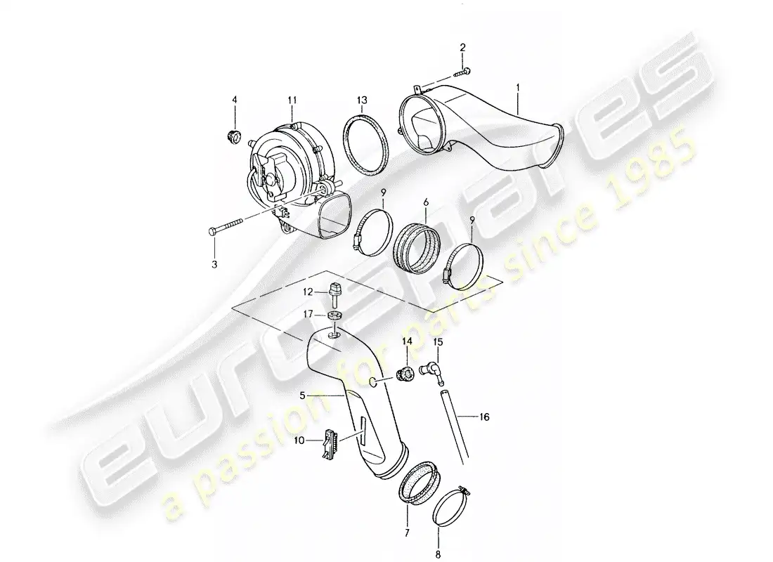 porsche 1990 (964) diagrama de piezas del soplador adicional
