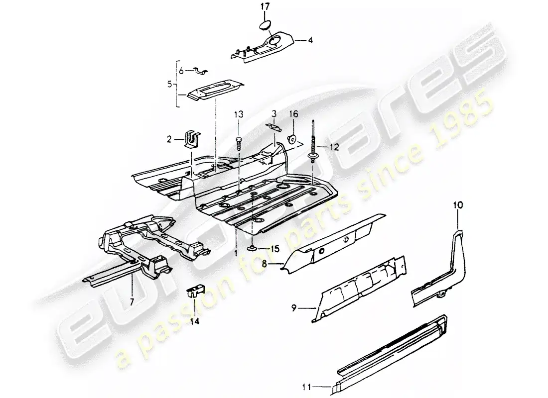 porsche 1990 (964) diagrama de piezas del marco