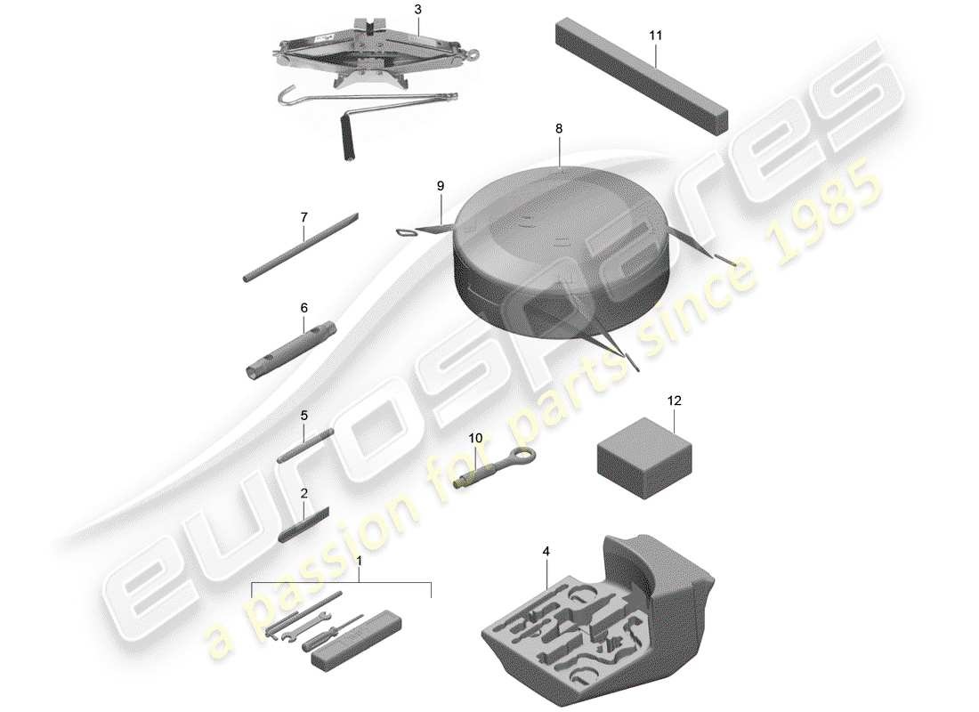 porsche 991 turbo (2018) diagrama de piezas de la herramienta
