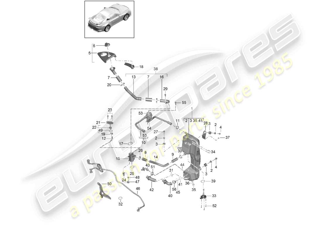 porsche 2021 (991-2 r/gt3/rs) diagrama de piezas del tanque de aceite del motor (prensa de aceite/lubricante)