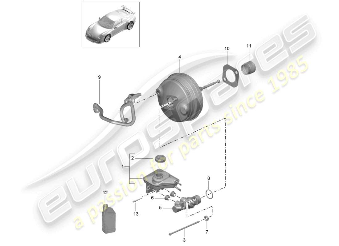 porsche 2021 (991-2 r/gt3/rs) cilindro maestro de freno servofreno d - mj 2018>> diagrama de piezas