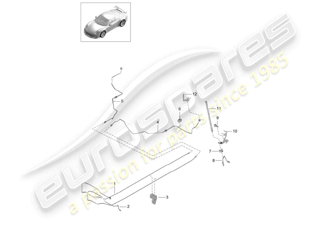 porsche 2021 (991-2 r/gt3/rs) línea de freno central parte inferior trasera d >>- diagrama de piezas mj 2017