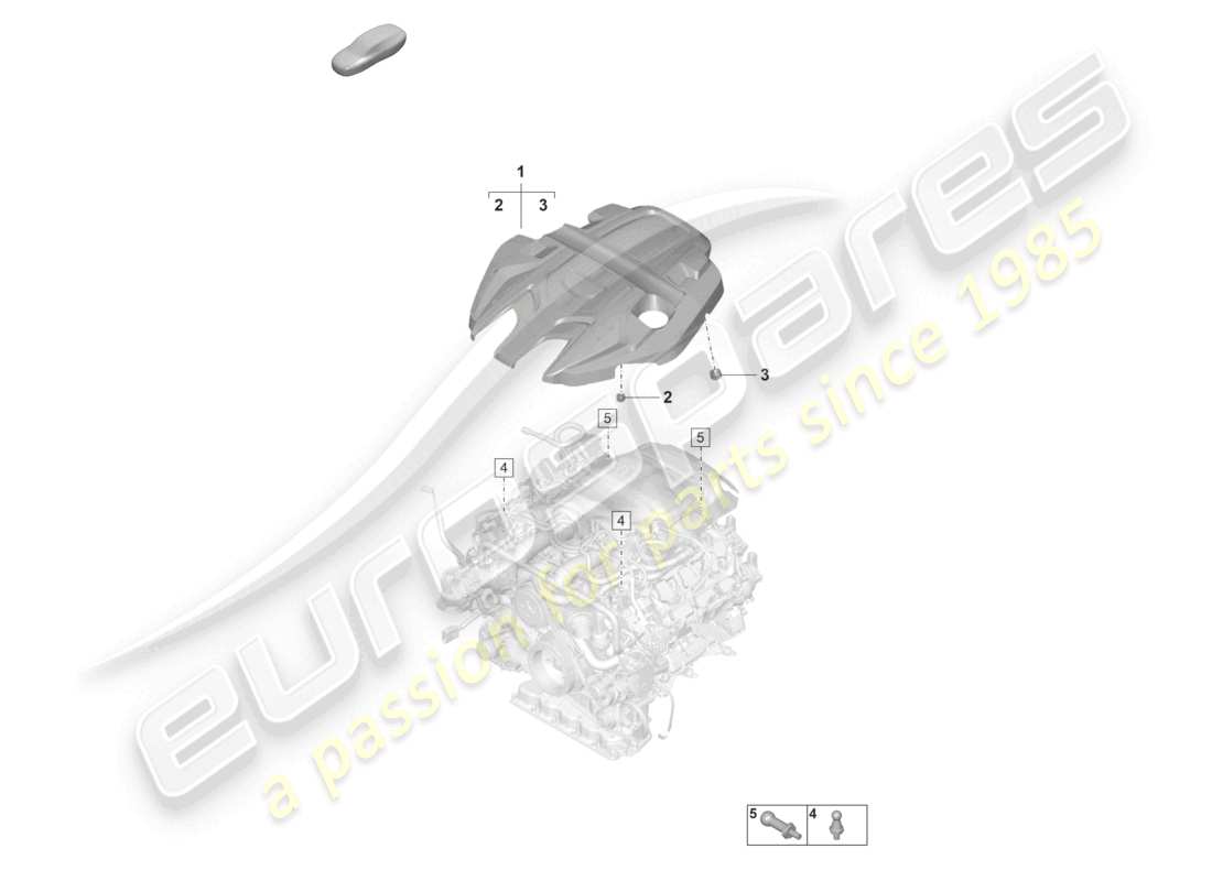porsche 2023 (panamera 971-2) diagrama de piezas de la cubierta del motor