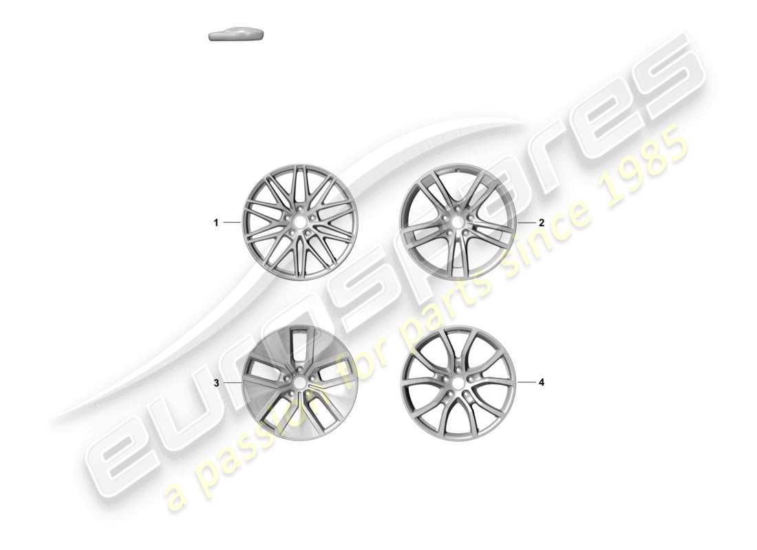 porsche 2024 (cayenne e3 pa) diagrama de piezas de la rueda de aleación