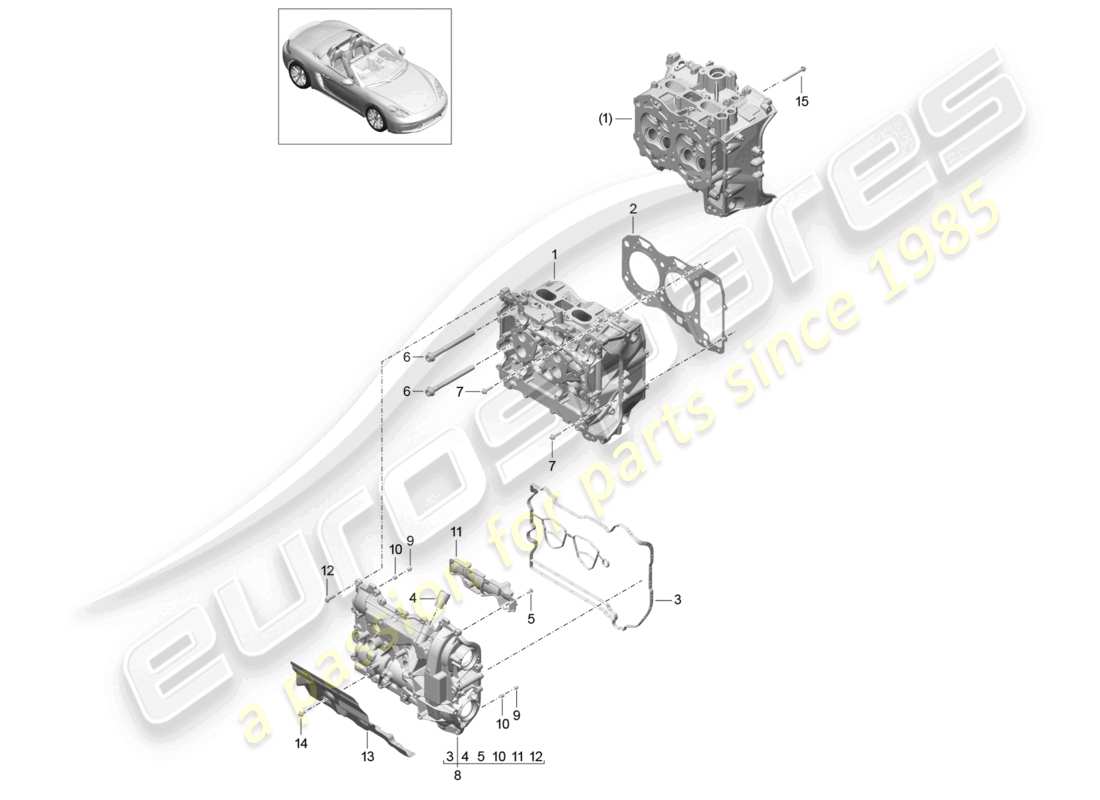 porsche 2024 (718 boxster) culata con: válvula junta de culata tapa de culata diagrama de piezas
