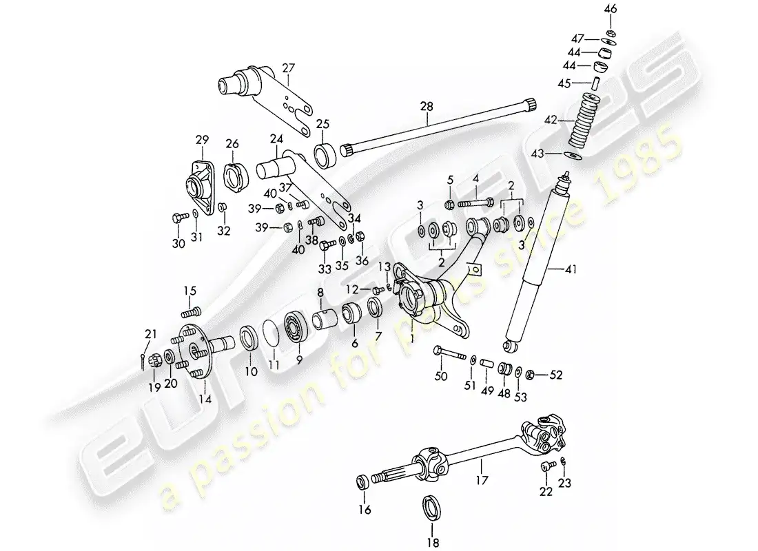 porsche 1969 (911/912) eje trasero - d >> - mj 1968 diagrama de piezas